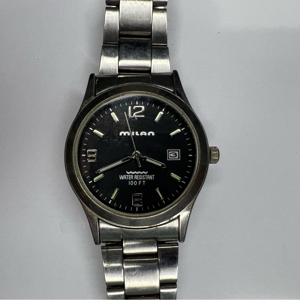 (919)Vintage Milan Black and Silver Men's Watch